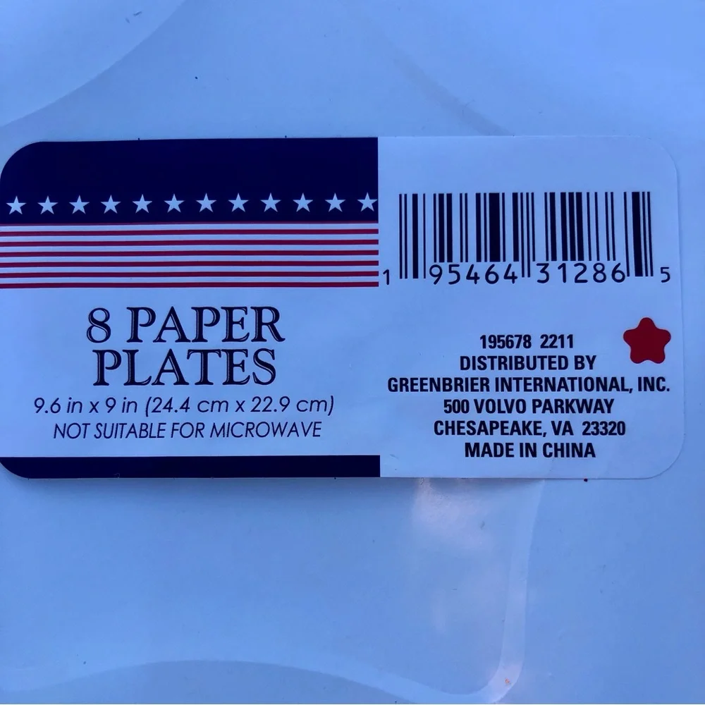 Star Paper Plates 24 Disposable Plates July 4th Party Patriotic Red and Blue